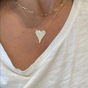 COPY - One pave heart necklace 3/4 inch heart necklace